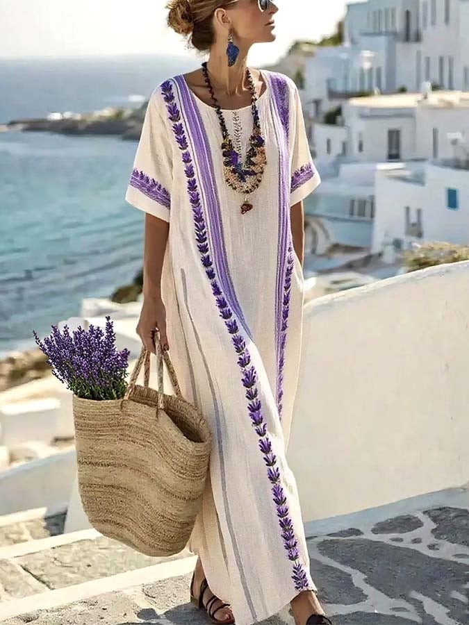 Women'S Loose Striped Print Dress