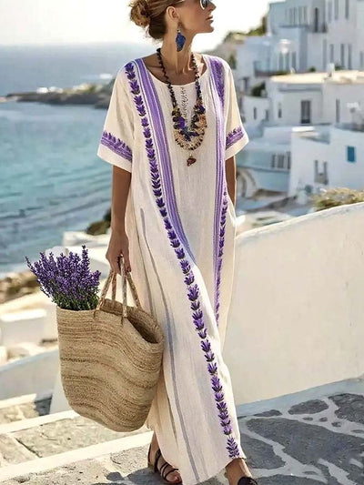Women'S Loose Striped Print Dress