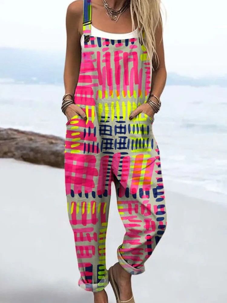 Solange | Neon Print Dungarees