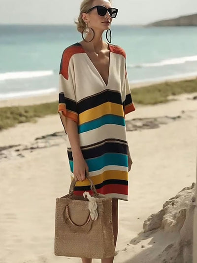 Women'S Loose Striped Print Dress
