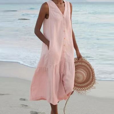 Esther | Sleeveless Buttoned Midi Dress