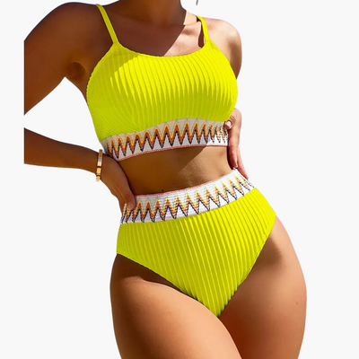 Ribbed High Waist Bikini - Women’s Flattering Swimwear Set