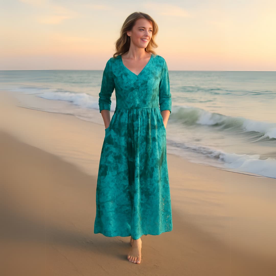 Millicent - Ocean Fern Tummy Coverage Dress