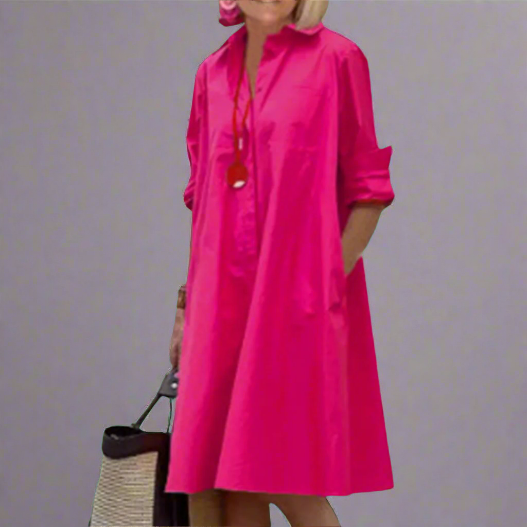 Indigo - Women's Long Sleeve Shirt Dress