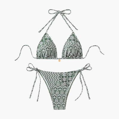 Boho Bikini Set for Women - Adjustable Triangle Tie Swimsuit