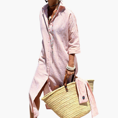 Flora | Sophisticated Striped Comfort Midi Dress