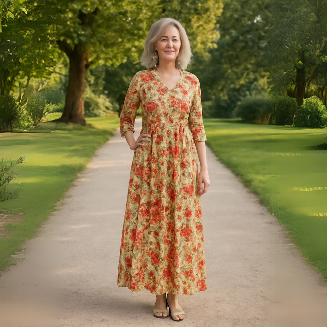 Gilded - Boho Floral Tummy Coverage Dress