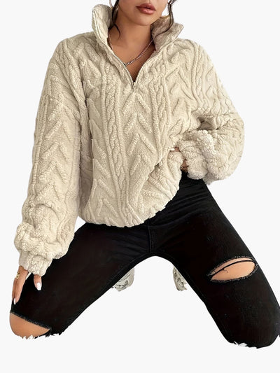 Zara | Luxe Cable-Knit Fleece Sweatshirt