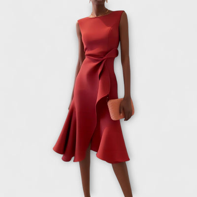 Gabriella | Draped Asymmetric Midi Dress