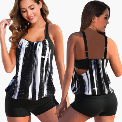 Tummy Control Tankini Set - for Women with Swim Shorts