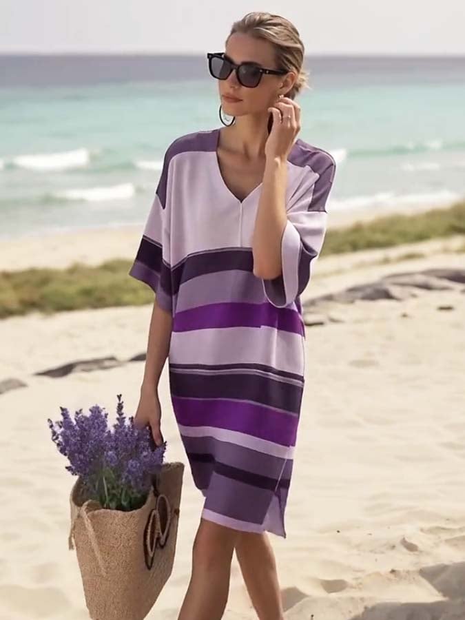 Women'S Loose Striped Print Dress