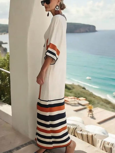 Women'S Loose Striped Print Dress