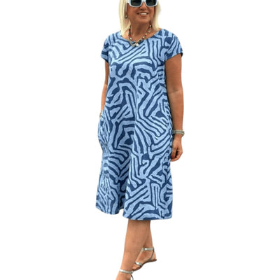 Nelia - dress with round neck and beautiful print