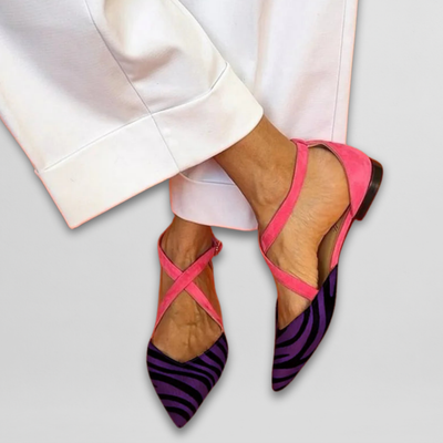Véronique | Zebra Print Shoes with Pink Straps