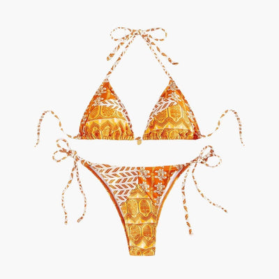 Boho Bikini Set for Women - Adjustable Triangle Tie Swimsuit