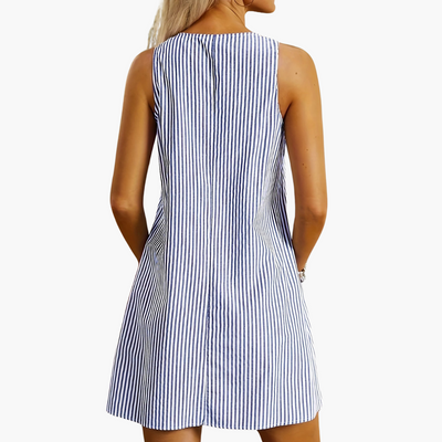Natalie | Sleeveless Striped Pocket Dress