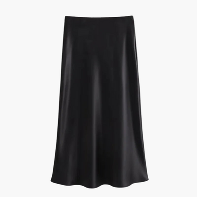 Chic Satin High-Waist Midi Skirt – Flattering Fit for Women