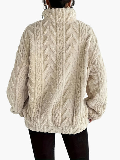 Zara | Luxe Cable-Knit Fleece Sweatshirt