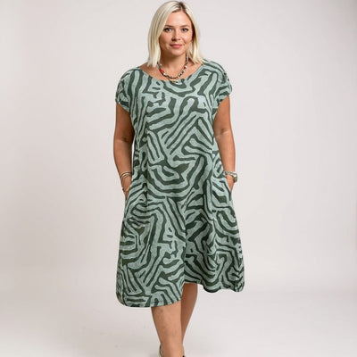 Nelia - dress with round neck and beautiful print