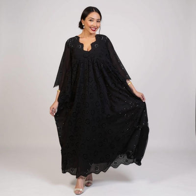Elegant Black Hollow Pattern Dress