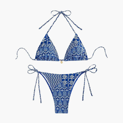 Boho Bikini Set for Women - Adjustable Triangle Tie Swimsuit