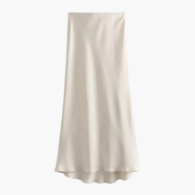 Chic Satin High-Waist Midi Skirt – Flattering Fit for Women
