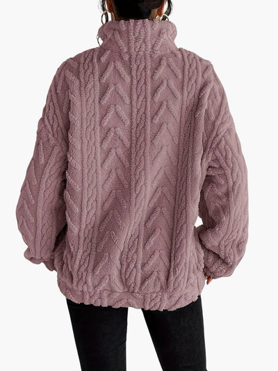 Zara | Luxe Cable-Knit Fleece Sweatshirt