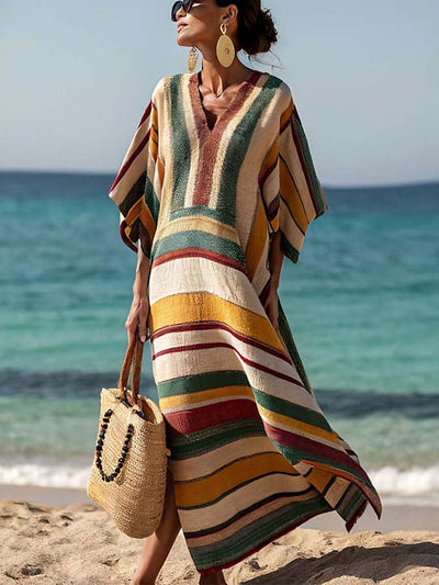 Women'S Loose Striped Print Dress