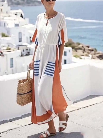 Women'S Loose Striped Print Dress
