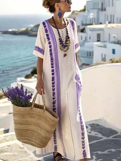 Women'S Loose Striped Print Dress