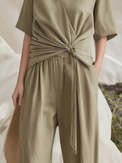 Women's sSummer Linen Lace-Up Suit