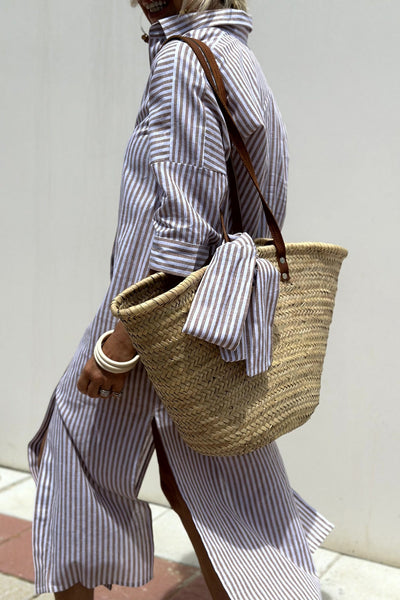 Camila | Stylish Striped Slit Shirt Dress