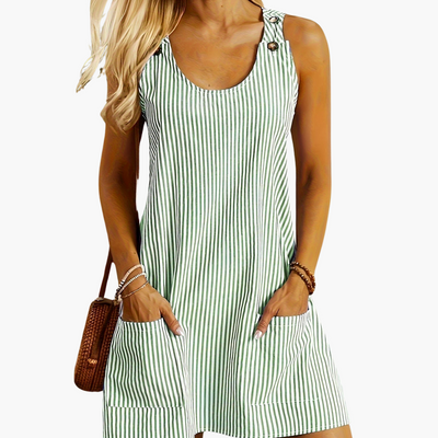 Natalie | Sleeveless Striped Pocket Dress