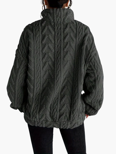 Zara | Luxe Cable-Knit Fleece Sweatshirt