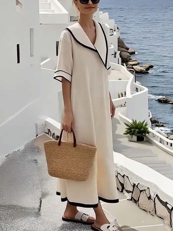 Women'S Loose Striped Print Dress