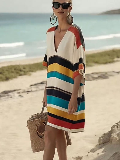 Women'S Loose Striped Print Dress