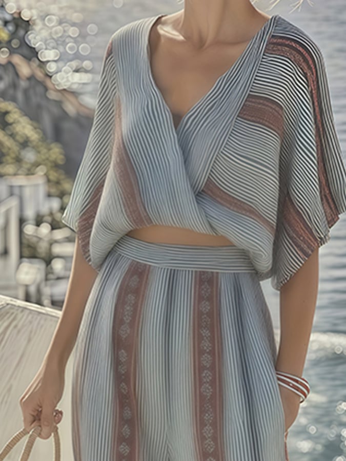 Women's Summer Linen Striped Suit