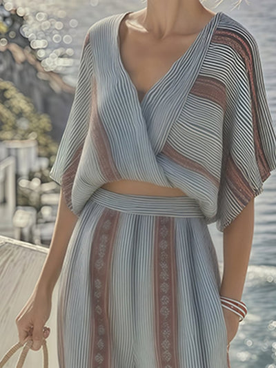 Women's Summer Linen Striped Suit