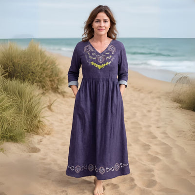 Nerina - Thistle Embroidered Tummy Coverage Dress