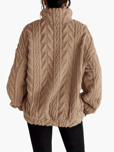 Zara | Luxe Cable-Knit Fleece Sweatshirt