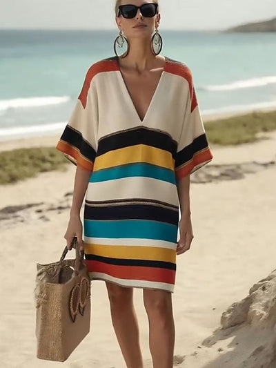 Women'S Loose Striped Print Dress