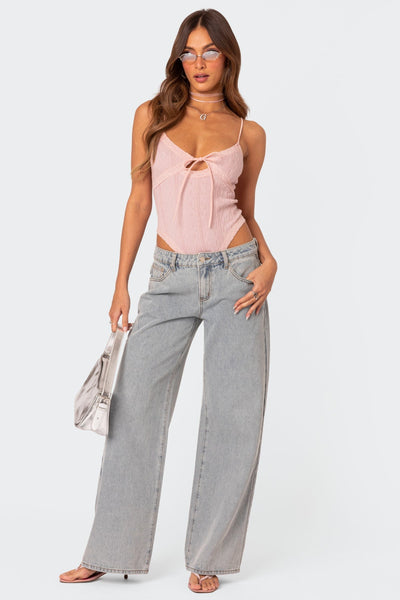 Verity | Signature High-Waist Jeans with Bow Tie Detail