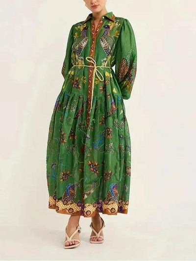 Floral Print Maxi Cardigan Dress