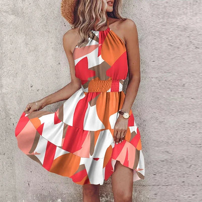 Lacy | Backless Asymmetrical Printed Mini Dress