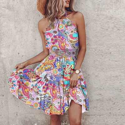 Lacy | Backless Asymmetrical Printed Mini Dress