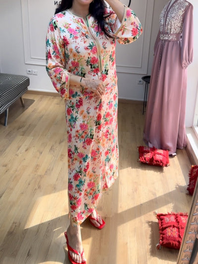 Casual long-sleeved printed loose dress