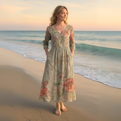 Liora - Neutral Bloom Tummy Coverage Dress
