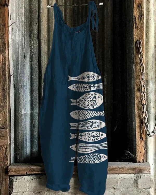 Marini™ | Jumpsuit with Fish in Japanese Art Style