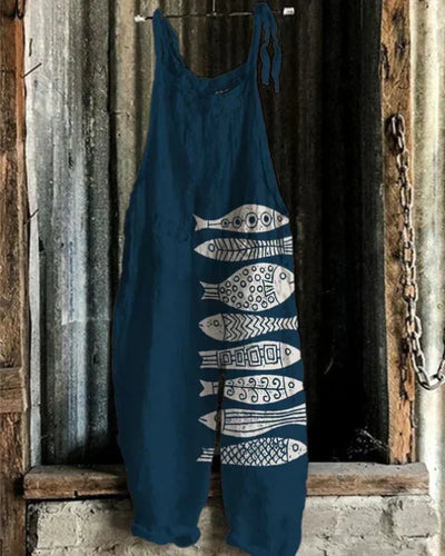 Marini™ | Jumpsuit with Fish in Japanese Art Style
