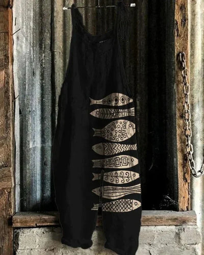 Marini™ | Jumpsuit with Fish in Japanese Art Style